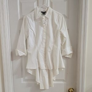 Cotton Express White Collared Button-Up Shirt